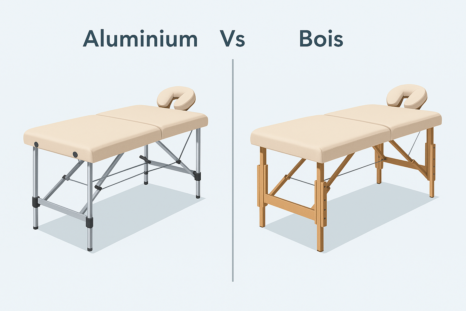 Table de massage aluminium vs bois : comment faire le bon choix pour votre pratique professionnelle ? Image