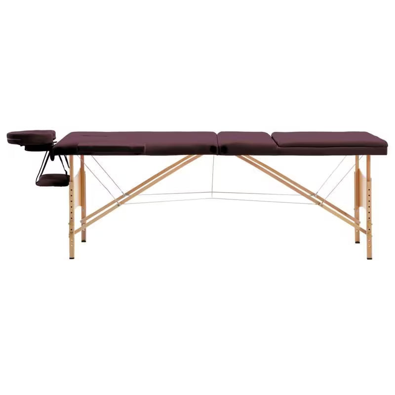 Table de massage pliante cadre bois - bordeaux