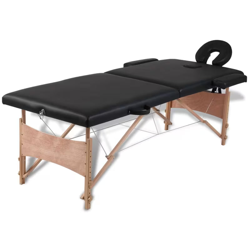 Table de massage pliante cadre bois - noir chêne