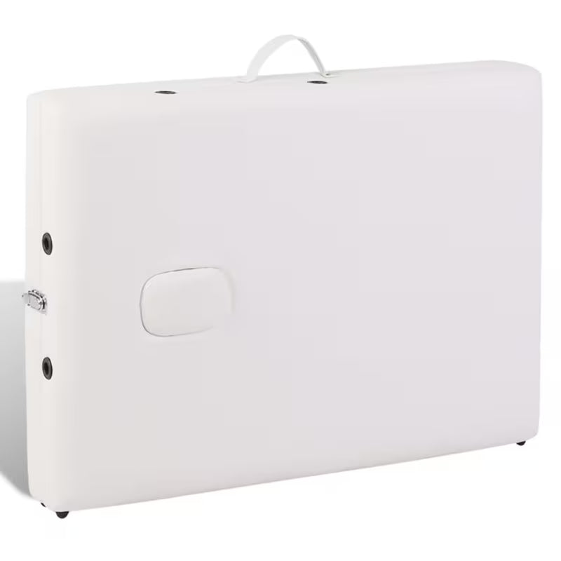 Table de massage pliante cadre bois - blanc crème