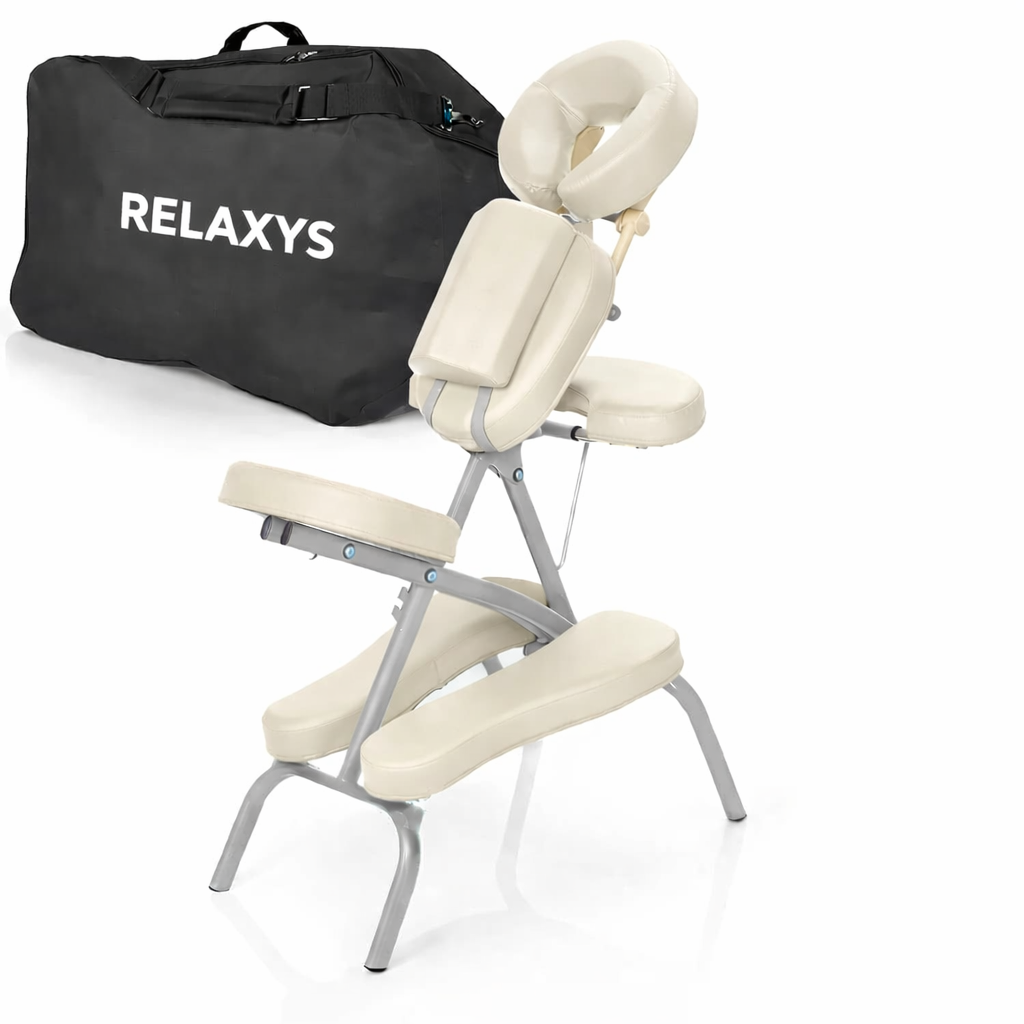 Chaise de massage pliante - blanc crème
