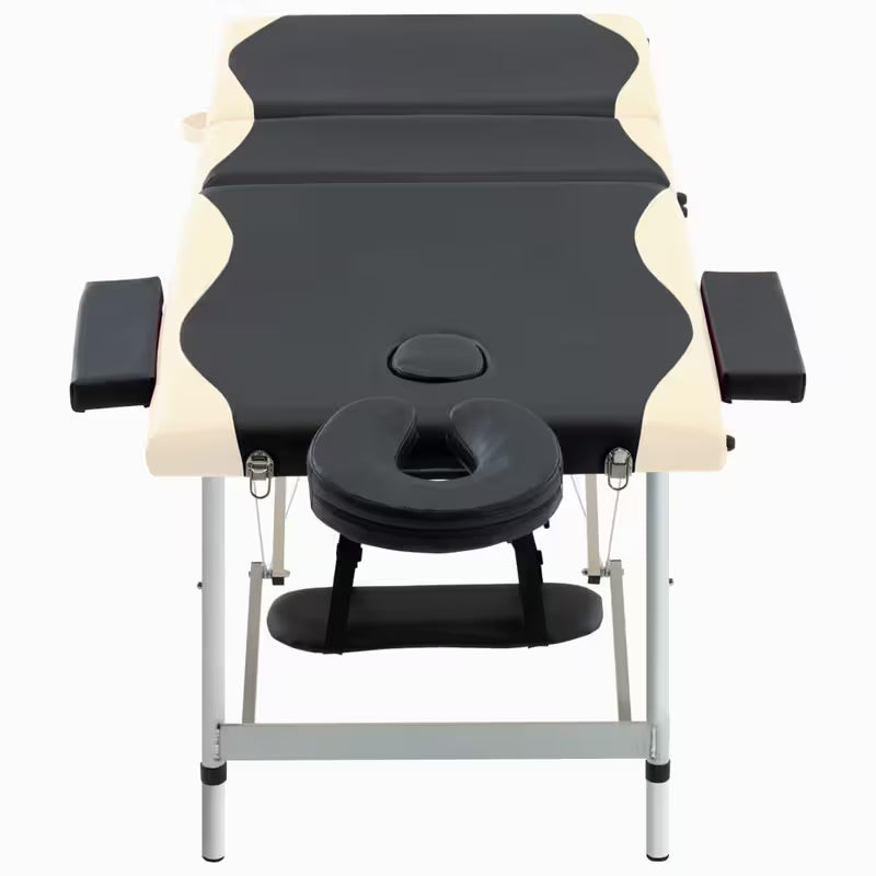 Table de massage pliante cadre aluminium - noir et blanc