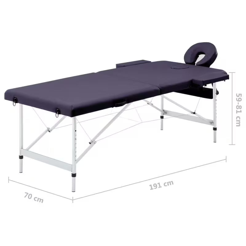 Table de massage pliante cadre aluminium - bleu nuit