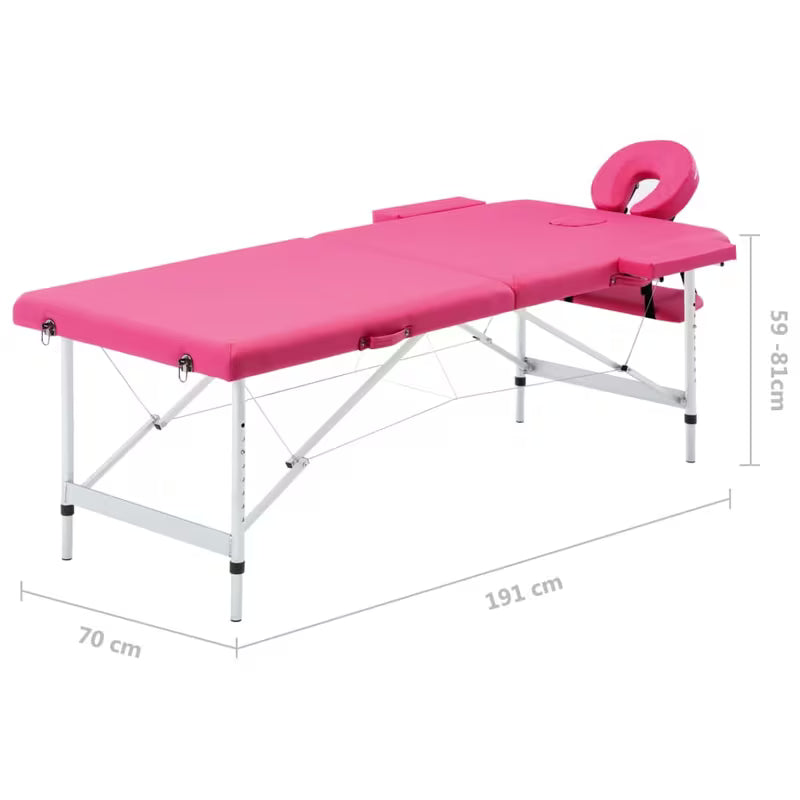 Table de massage pliante cadre aluminium - rose vibrant