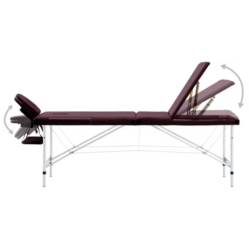 Table de massage pliante cadre aluminium - bordeaux