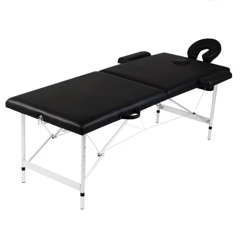 Table de massage pliante cadre aluminium - noir intense