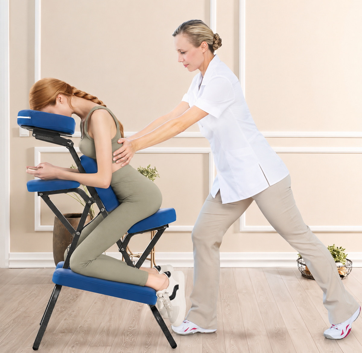 Chaise de massage pliante - marron