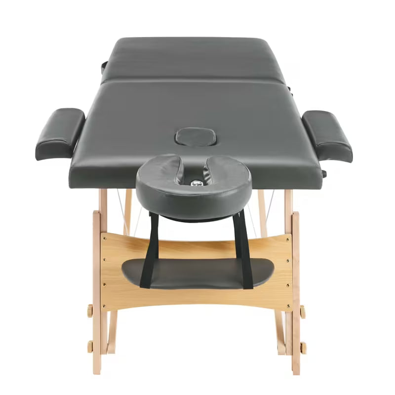 Table de massage pliante cadre bois - gris platinium