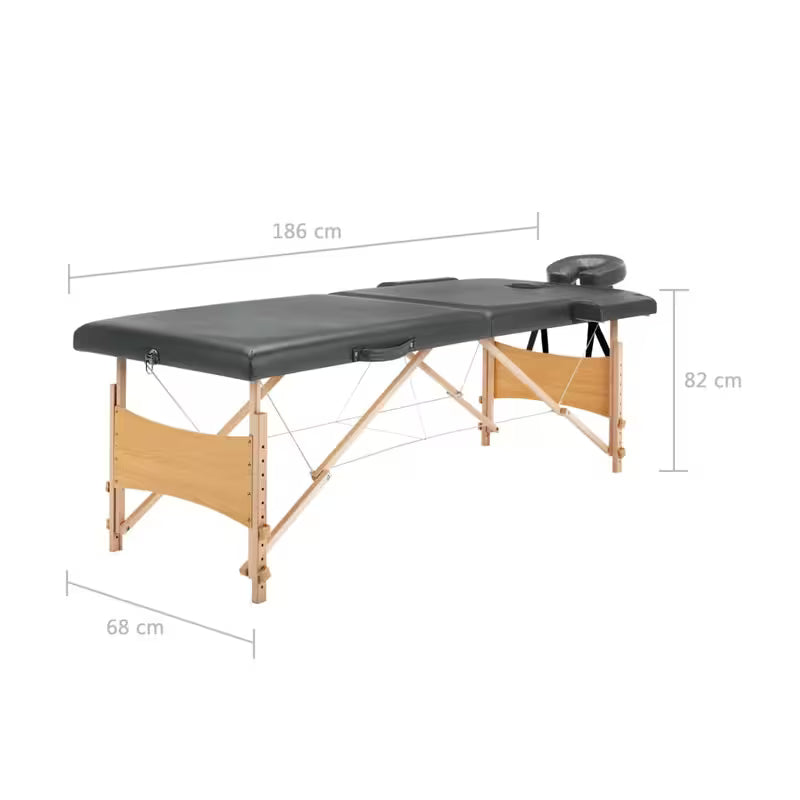 Table de massage pliante cadre bois - gris platinium