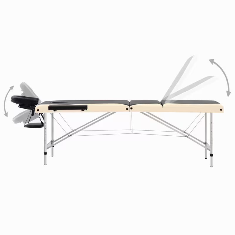 Table de massage pliante cadre aluminium - noir et blanc