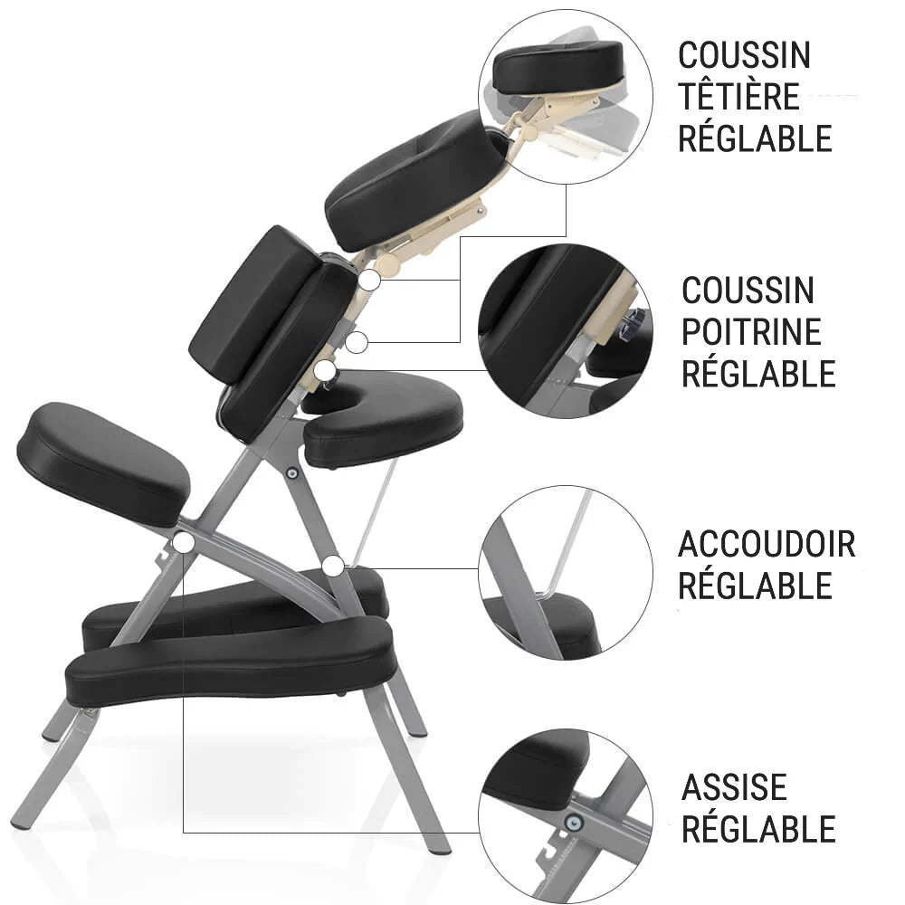 Chaise de massage pliante - noir