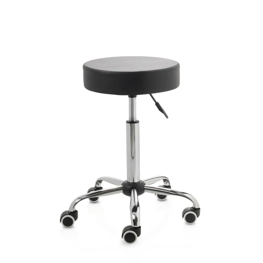 Tabouret noir base chromée 5 roues