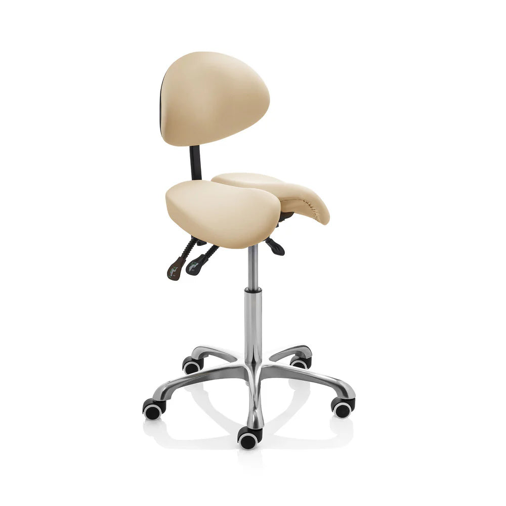 Tabouret 2 selles beige avec dossier