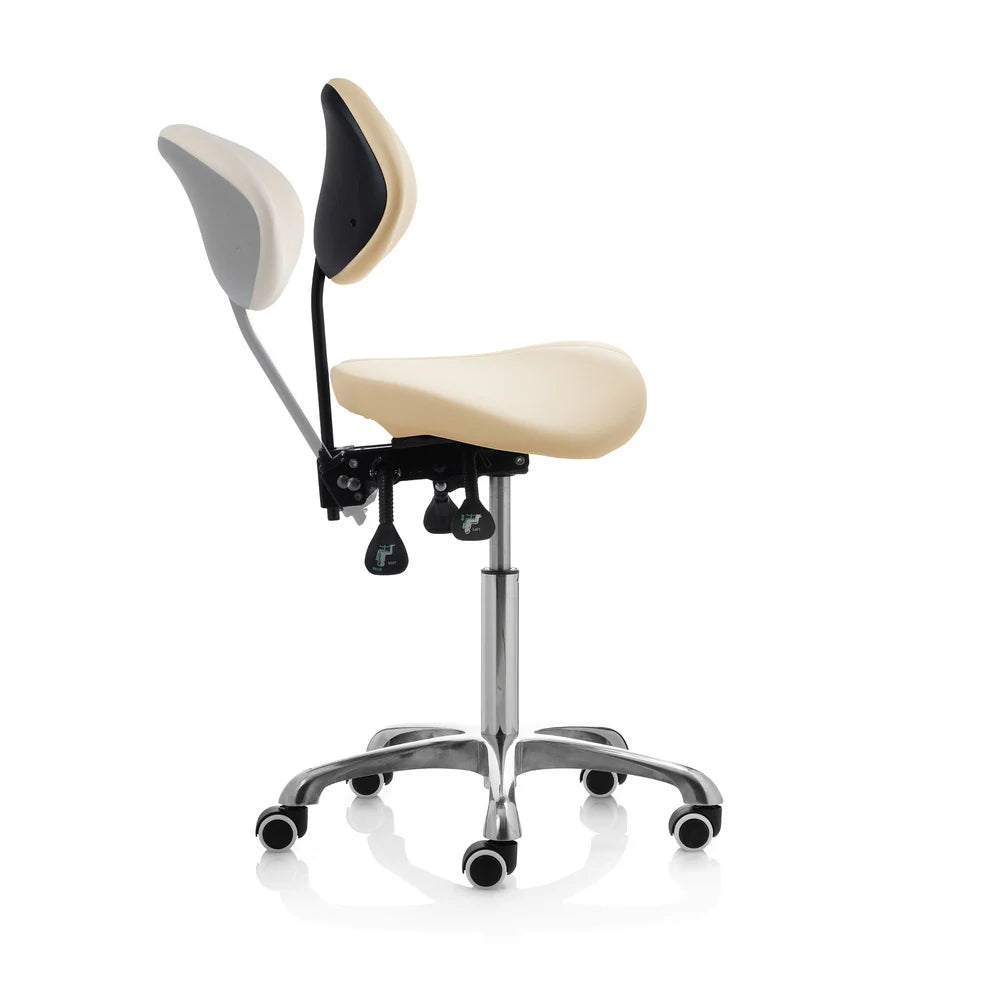 Tabouret 2 selles beige avec dossier
