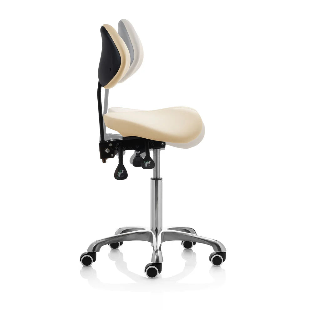 Tabouret 2 selles beige avec dossier
