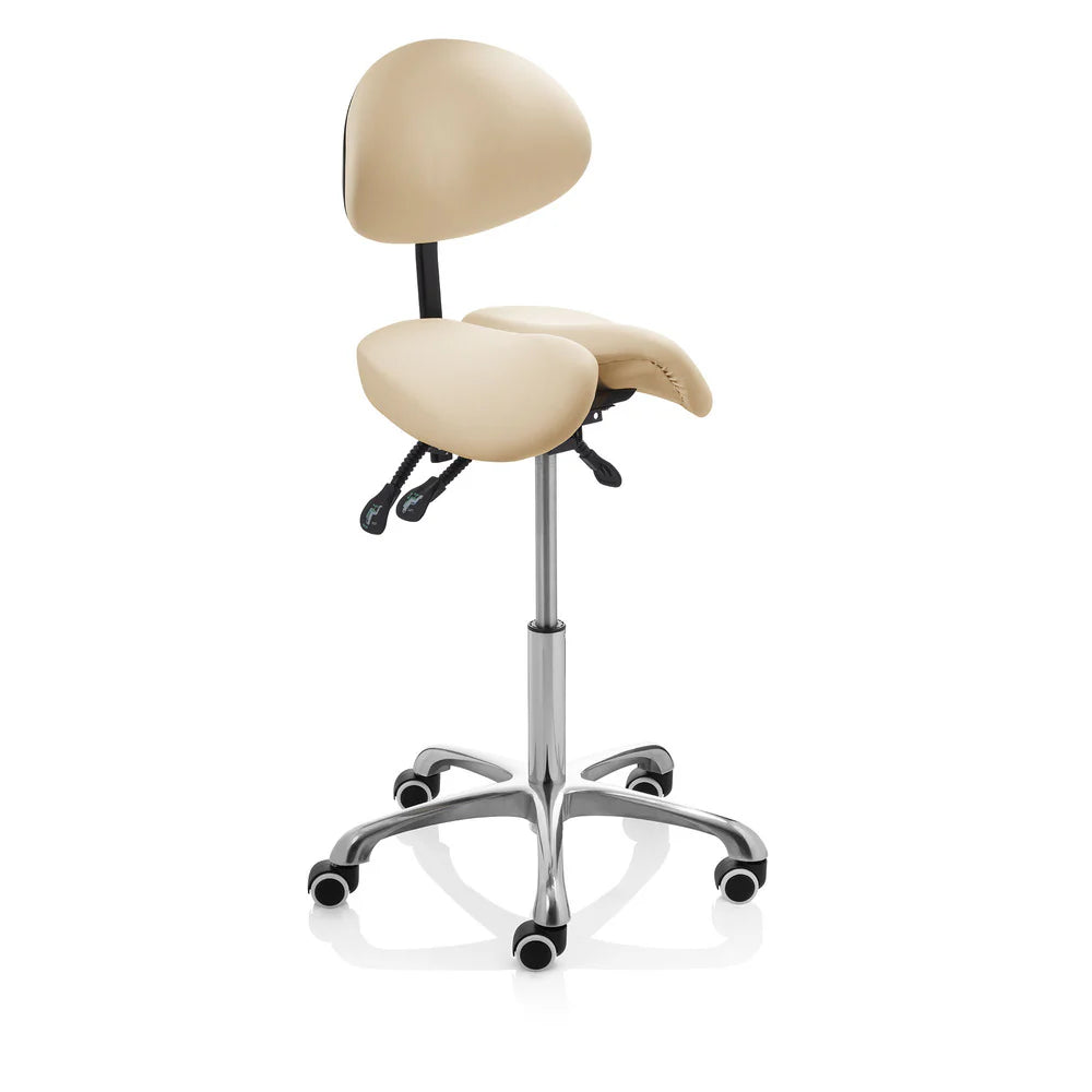 Tabouret 2 selles beige avec dossier