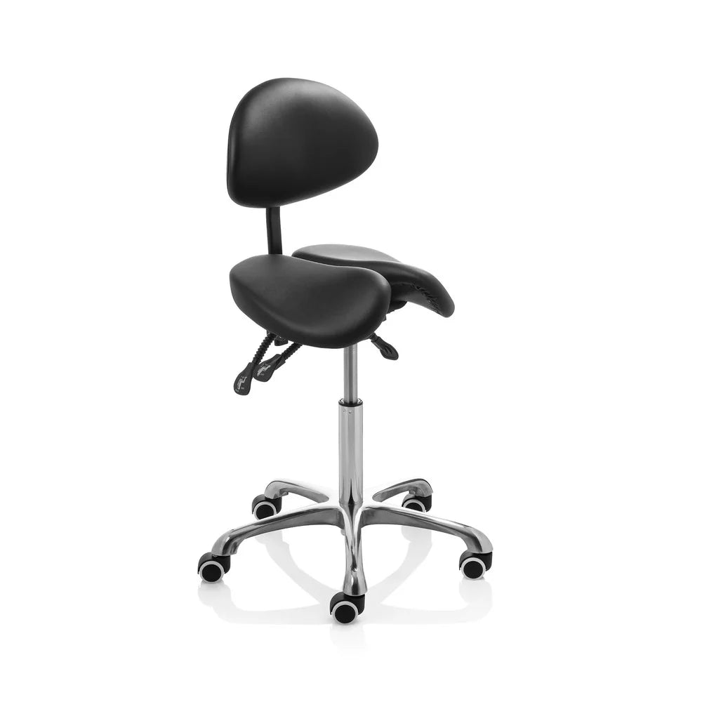 Tabouret 2 selles noir avec dossier