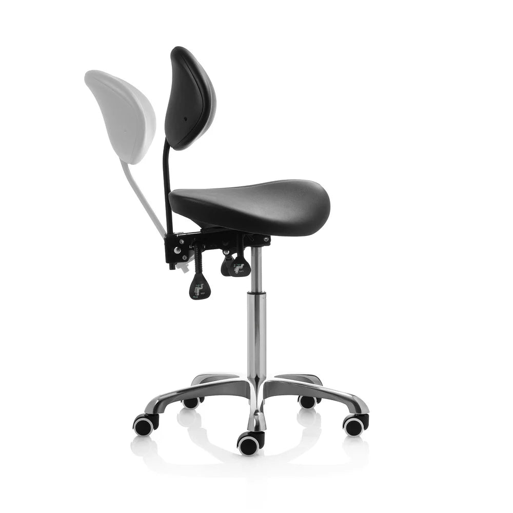 Tabouret 2 selles noir avec dossier