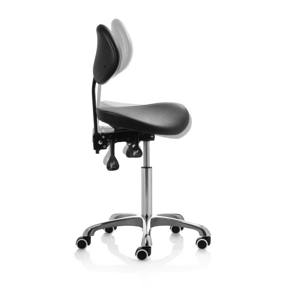 Tabouret 2 selles noir avec dossier
