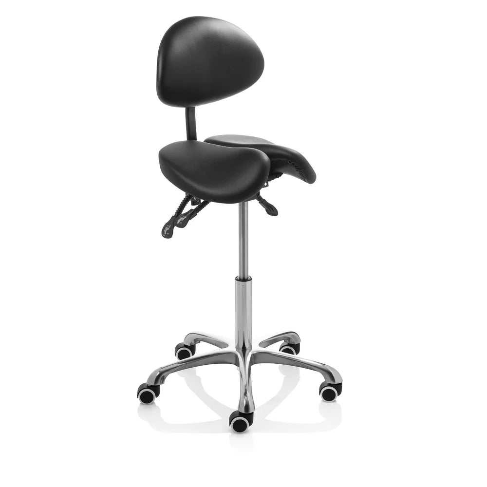 Tabouret 2 selles noir avec dossier