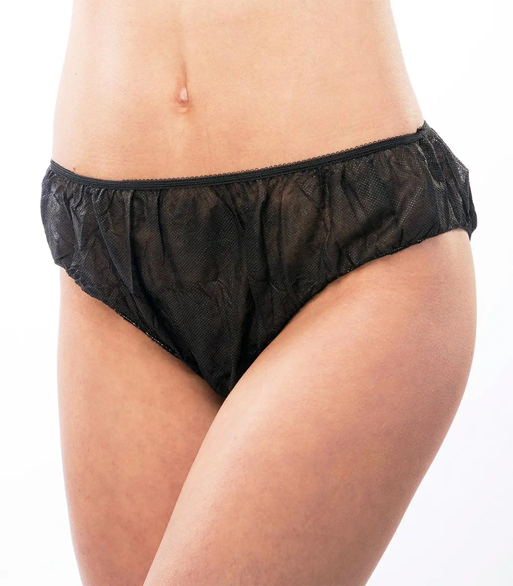 Slips jetables en non-tissé unisexe - noir (lot de 50)