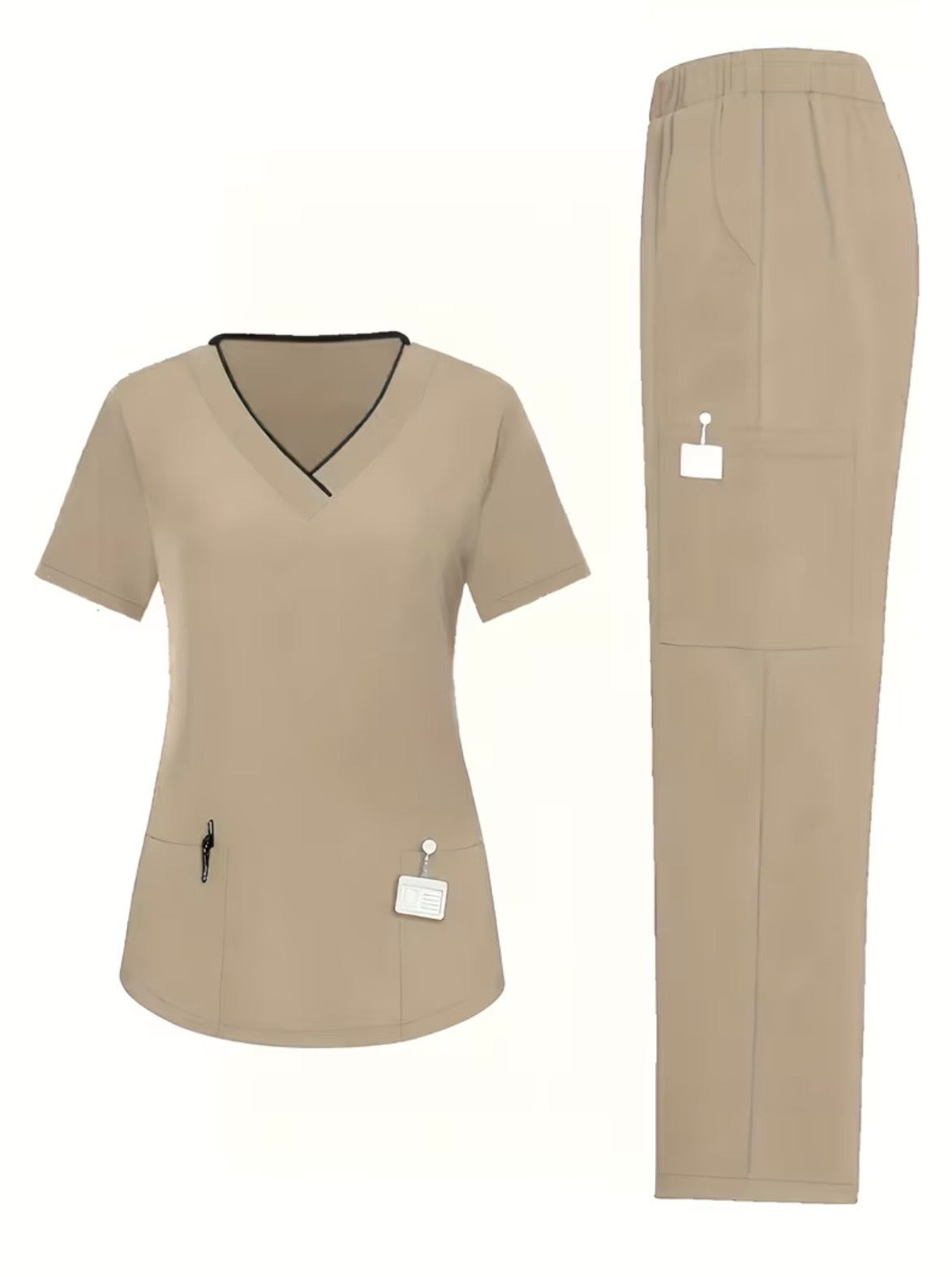 Ensemble uniforme décontracté à col en V pour femmes