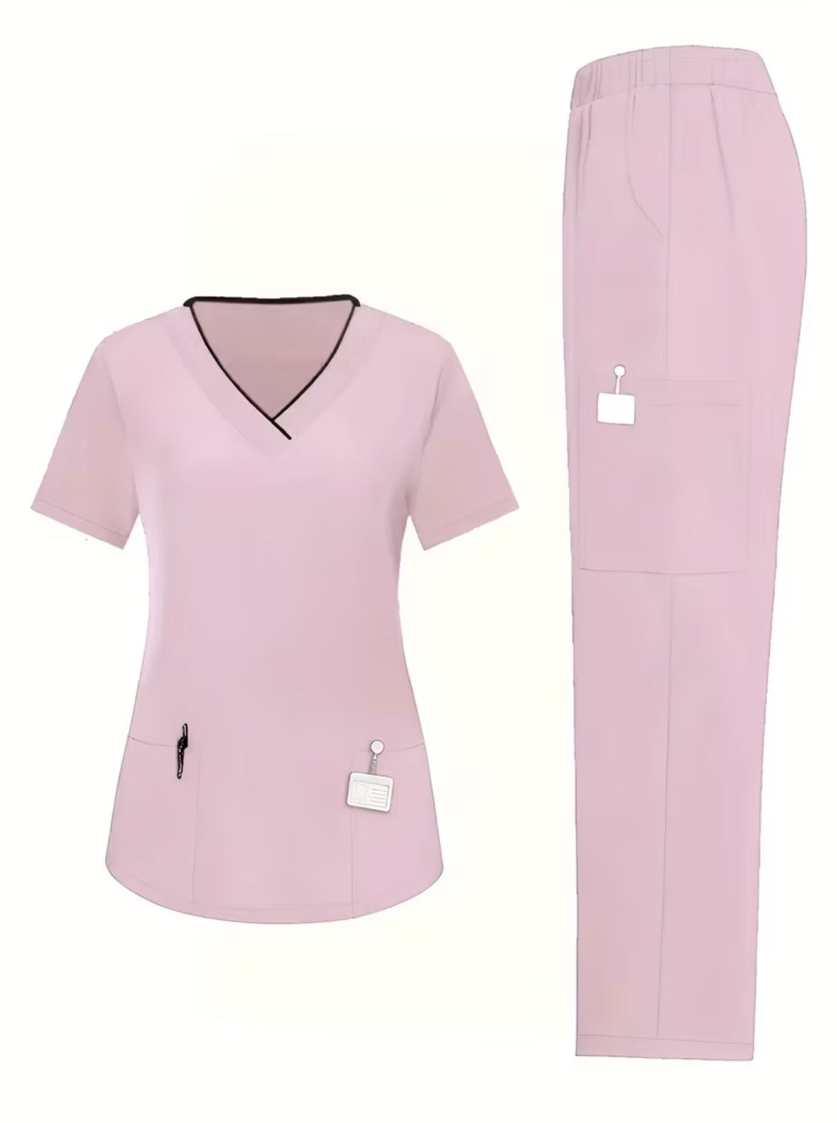 Ensemble uniforme décontracté à col en V pour femmes