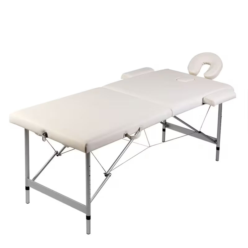 Table de massage pliante cadre aluminium - blanc coton