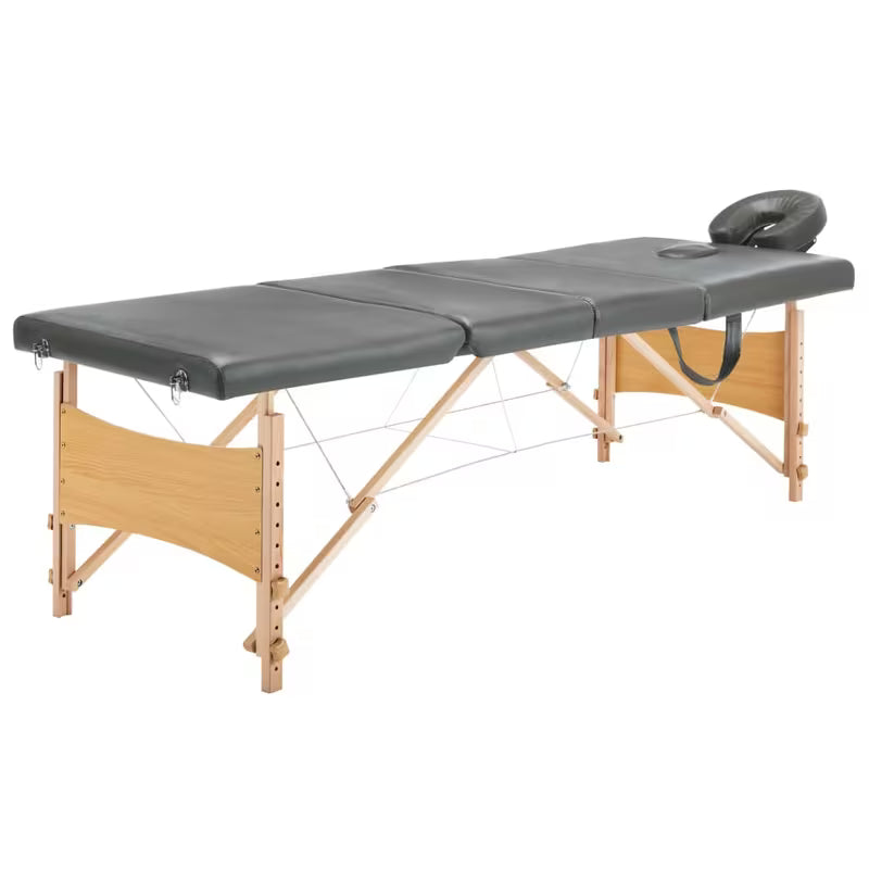Table de massage pliante cadre bois - gris platinium