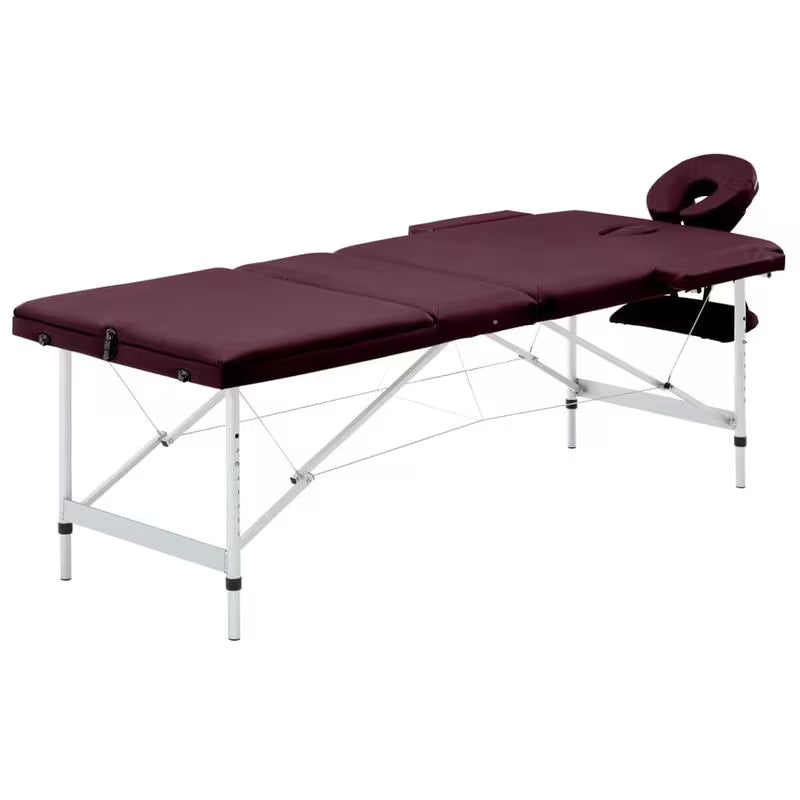 Table de massage pliante cadre aluminium - bordeaux