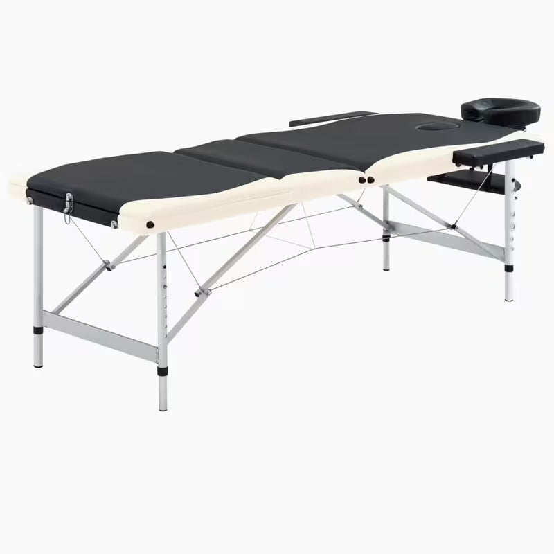 Table de massage pliante cadre aluminium - noir et blanc