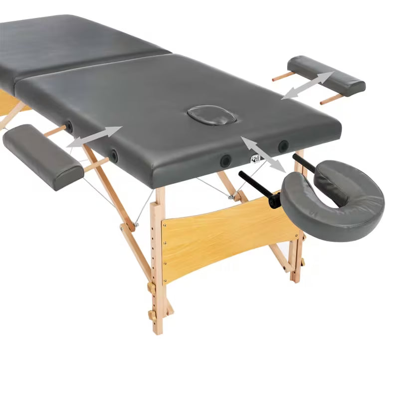 Table de massage pliante cadre bois - gris platinium