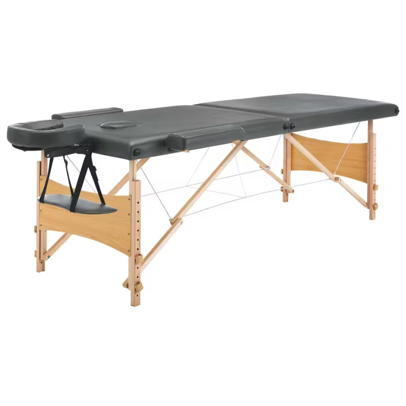 Table de massage pliante cadre bois - gris platinium