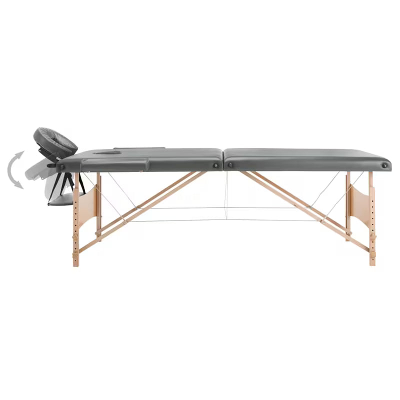 Table de massage pliante cadre bois - gris platinium
