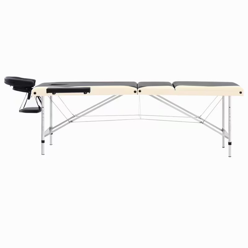 Table de massage pliante cadre aluminium - noir et blanc