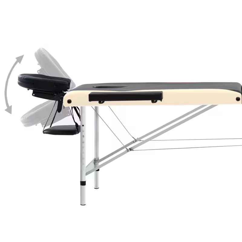 Table de massage pliante cadre aluminium - noir et blanc