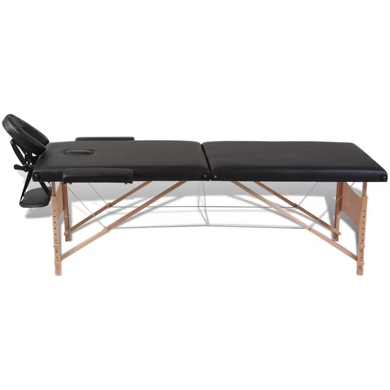 Table de massage pliante cadre bois - noir chêne